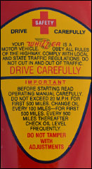 Whizzer safety sticker